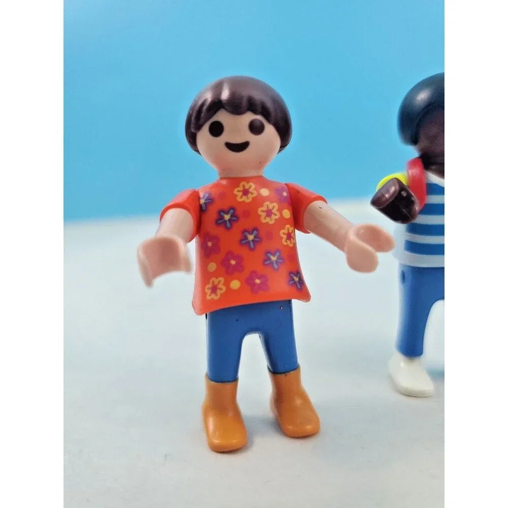 Playmobil Kids Figure Lot - 3 Figures: Batgirl Outfit, Striped Boy, Floral Girl